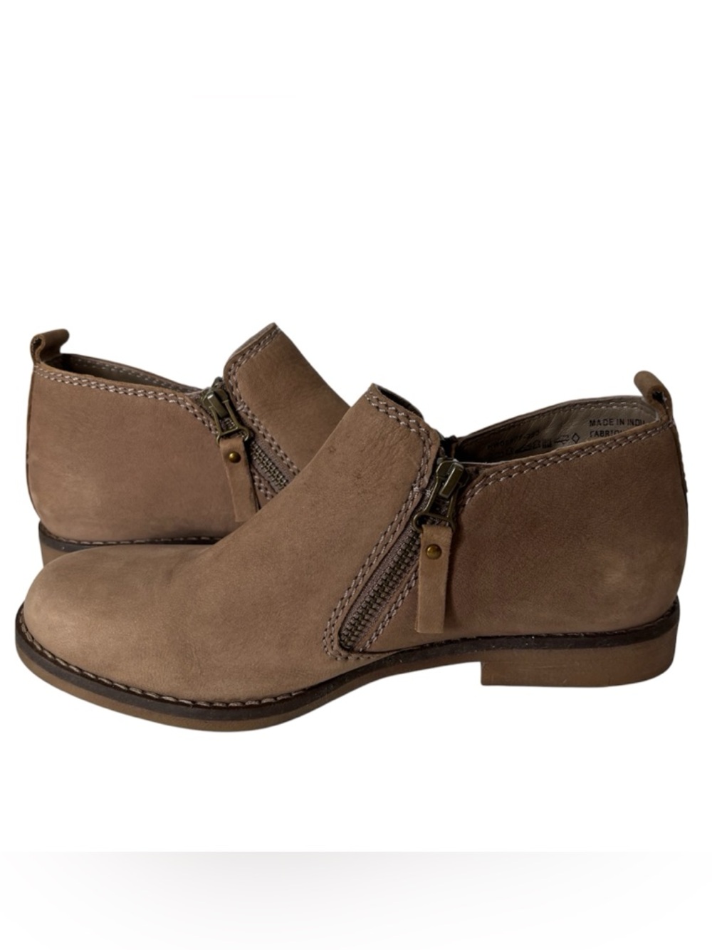 Hush Puppies Taupe Suede Zip Ankle Booties Sz 8